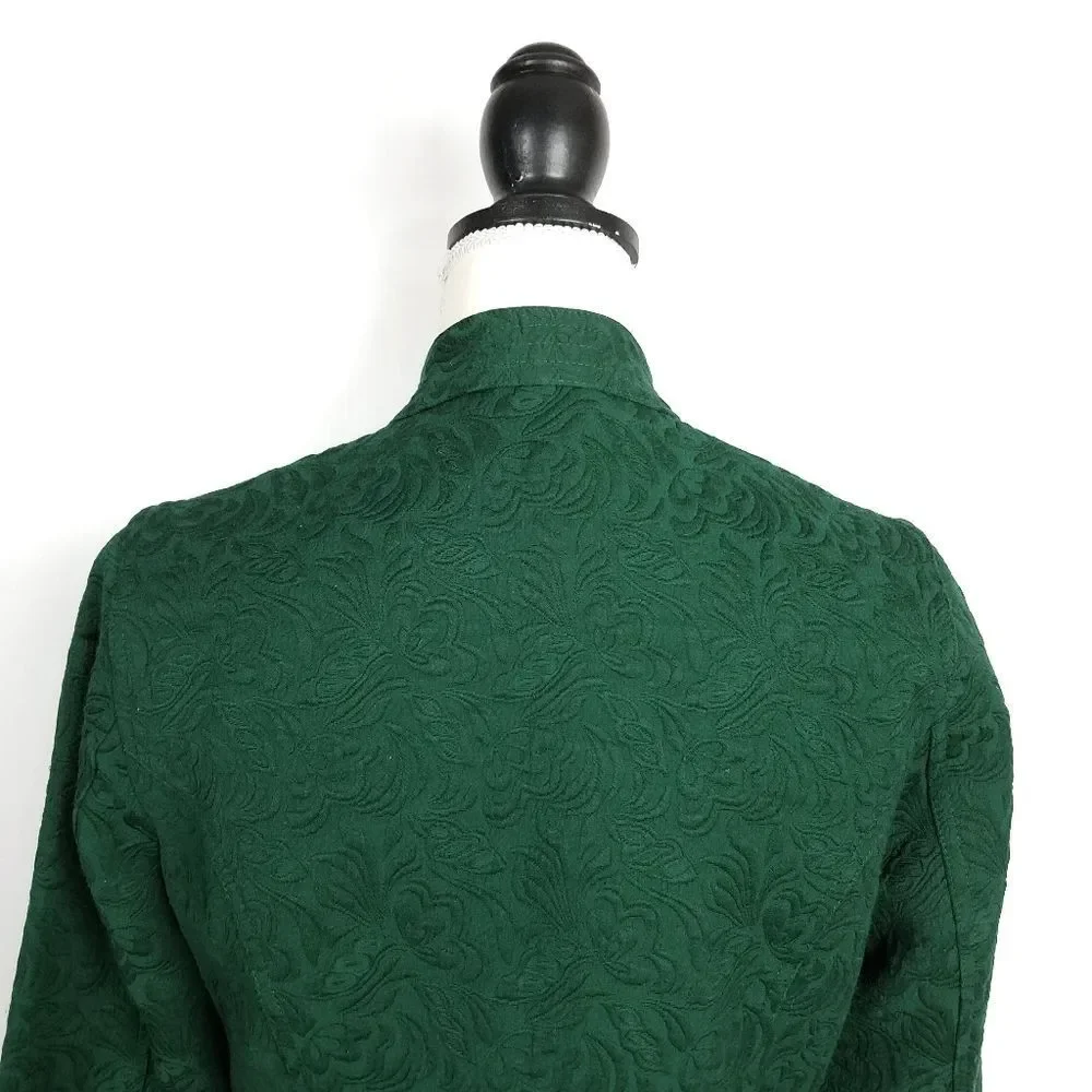 Chico's Green Jacquard Tapestry Zip Front Blazer Jacket - Picture 5 of 7
